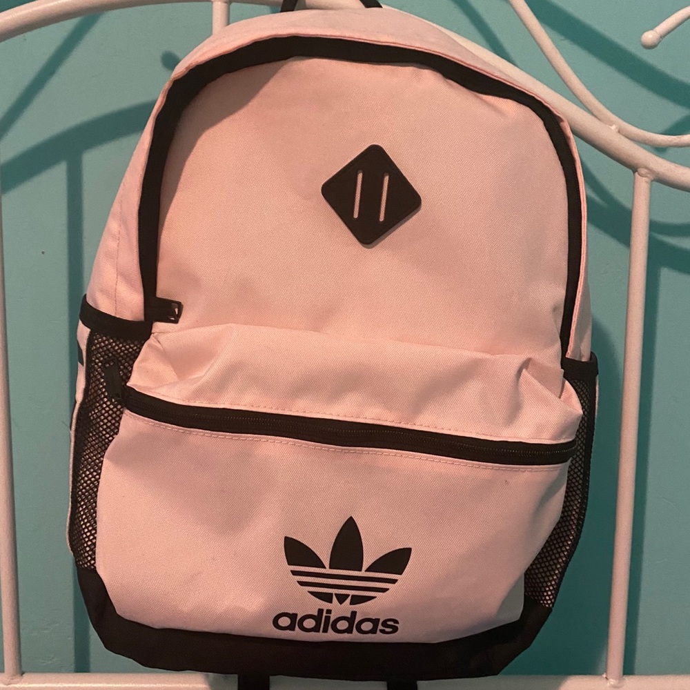 light pink and black adidas youth base backpack